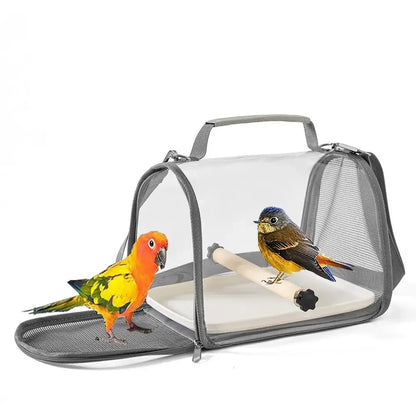 Portable Bird Travel Carrier Small Bird Parrot Pet Wood Standing Bag Cage With Side Perch Soft Mat Mesh Bird Window Accesso Z1C9