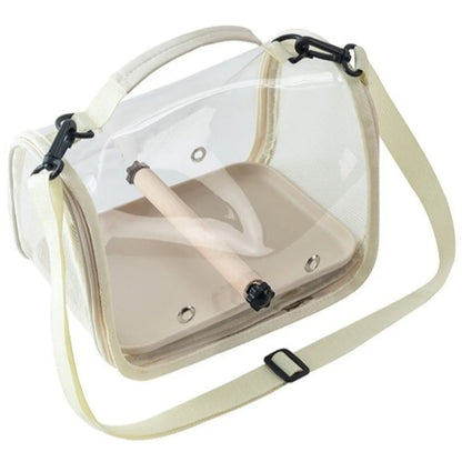 Portable Bird Carrier Bag Breathable Mesh Folding Parrot Out Bag Wooden Stand Large Capacity Bird Transport Cage