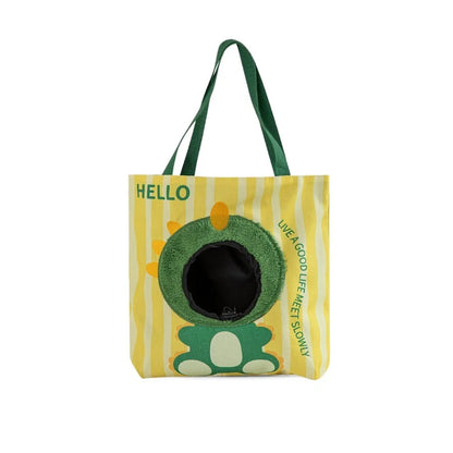 Lightweight Breathable Cat Carrier Bag Cartoon Portable Cat Shoulder Bag Canvas with Hole Pet Sling Bag Daily Use