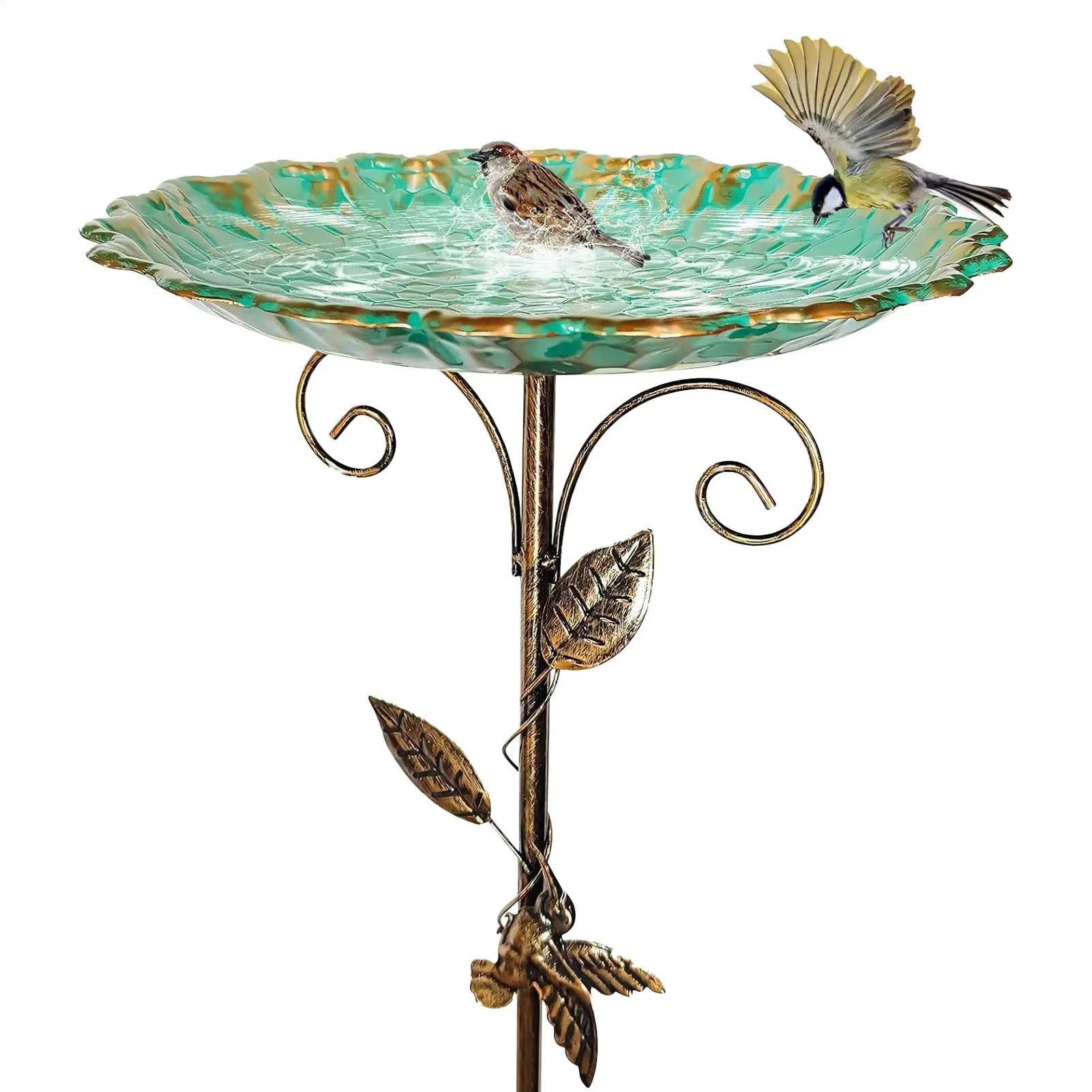 Bird Baths for Outdoor Patio Birdfeeder Metal Standing Birdbath Bowl Decorations Frost-proof Height Adjustable for Backyard Deck