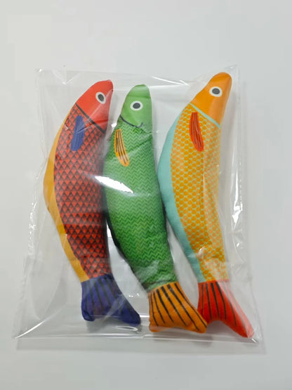 Cat Toys for Bored Cats Interactive Plush Fish with Printing Teething and Durable Chew Toys for Kittens Pet Supplies Wholesale
