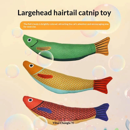 Cat Toys for Bored Cats Interactive Plush Fish with Printing Teething and Durable Chew Toys for Kittens Pet Supplies Wholesale
