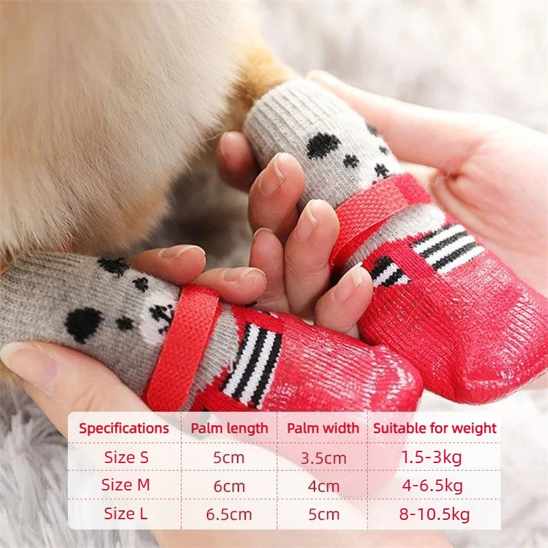 Warm Anti-slip Soft-soled Shoes for Dogs in Winter Puppy Essentials Silicone Rain and Snow Outdoor Socks Dog Shoes Waterproof
