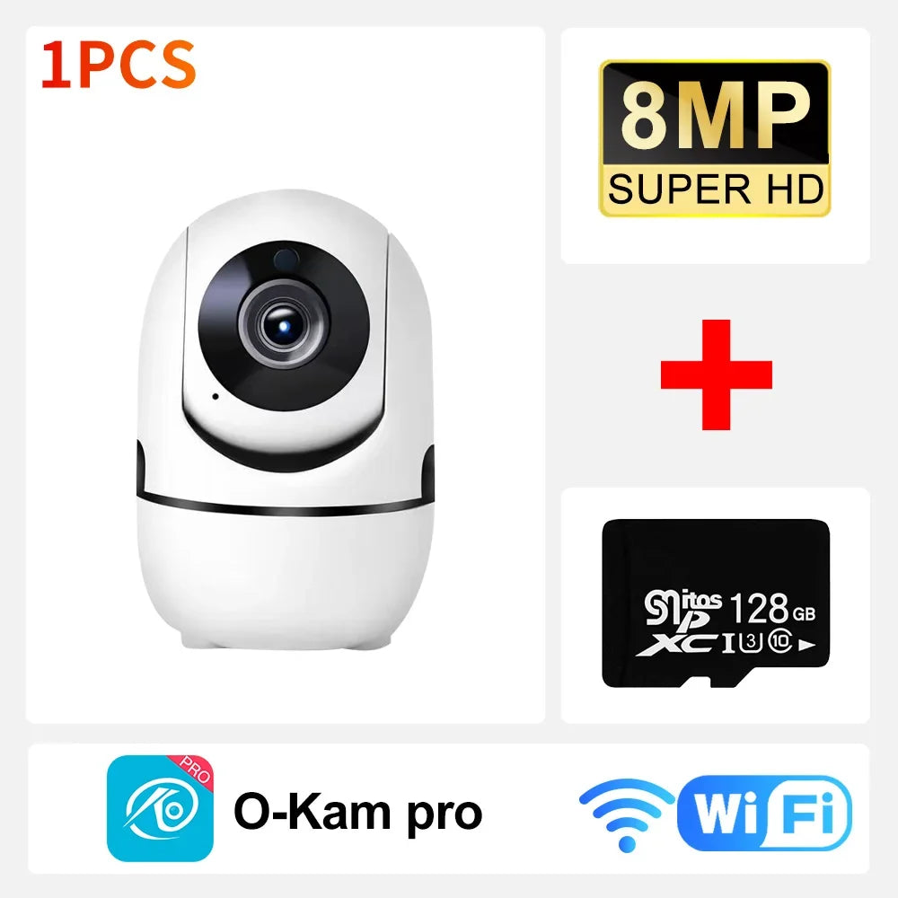 PEGATAH 8MP Home Security Camera Indoor, WiFi Pet Camera & Baby Monitor with Human Tracking, IR Night Vision, O-Kam Pro App
