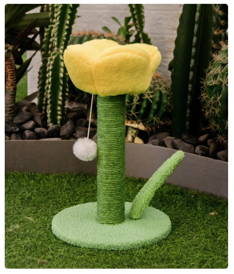 Tulip Shaped Cat Tower Scratching Column Sisal Cat Scratching Board Cute Ins Kitten Teasing Toys Cat Tree House Pet Supplies