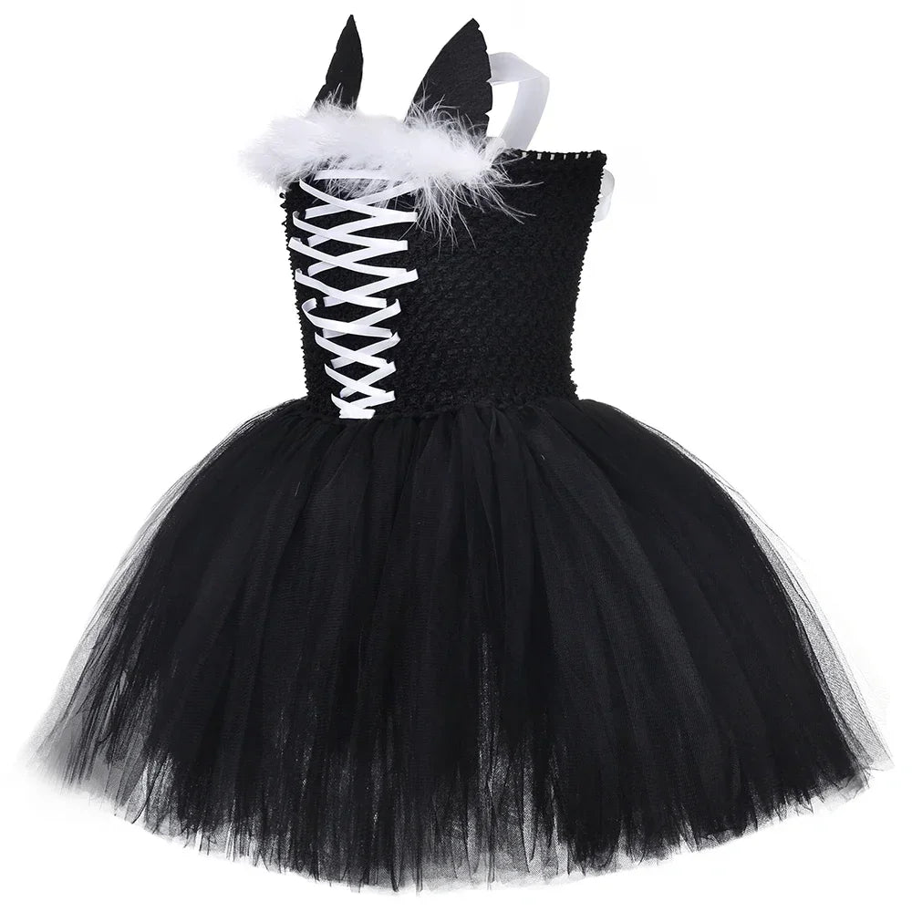 Black Cat Costume for Girls Halloween Carnival Party Tutu Dress Up Animal Kitten Costumes for Kids Toddler Fancy Tulle Dresses