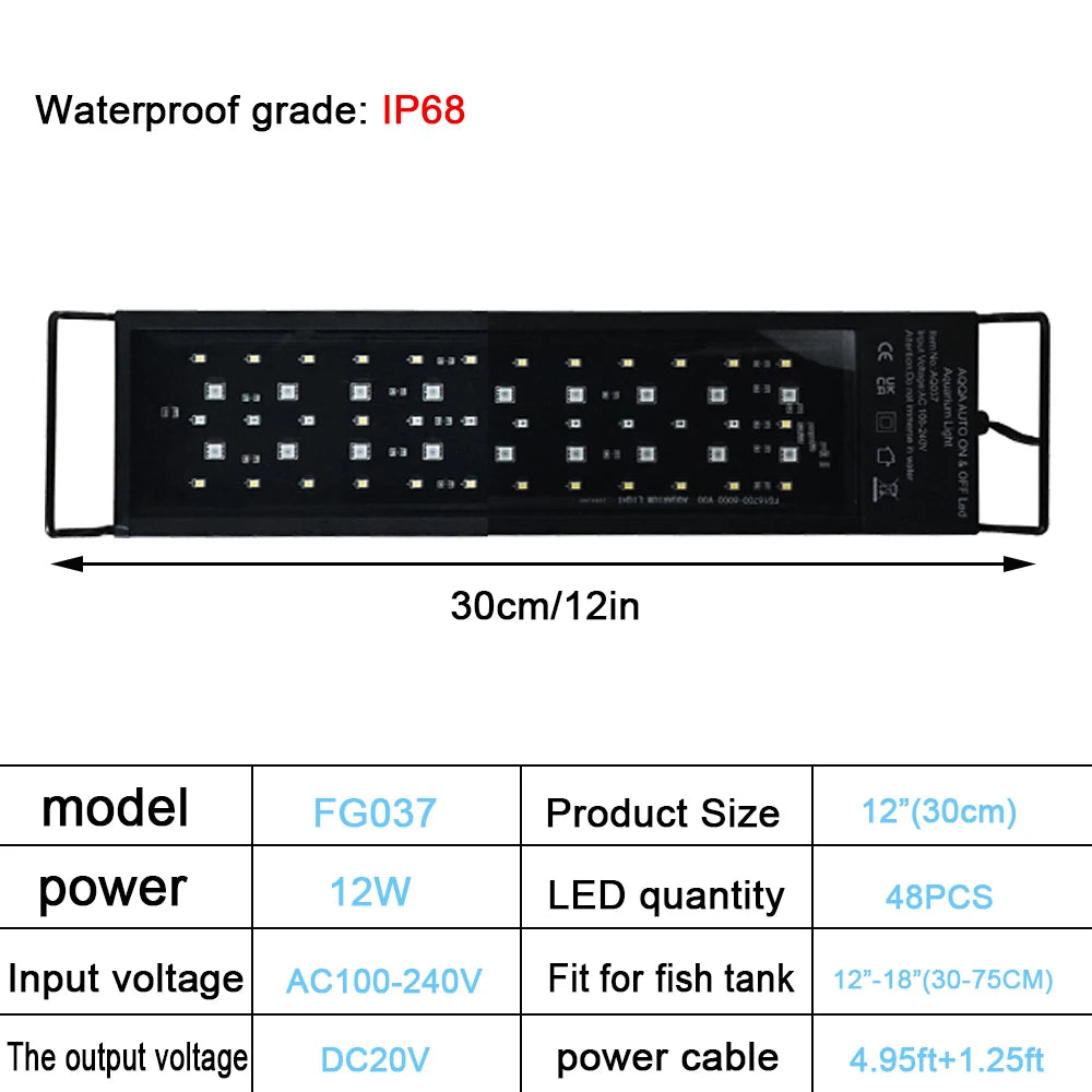 24/7 Lighting Aquarium LED Light full Spectrum Extendable Timer Adjustable Brightness Fish Tank Light Aquariums Decoration Lamp