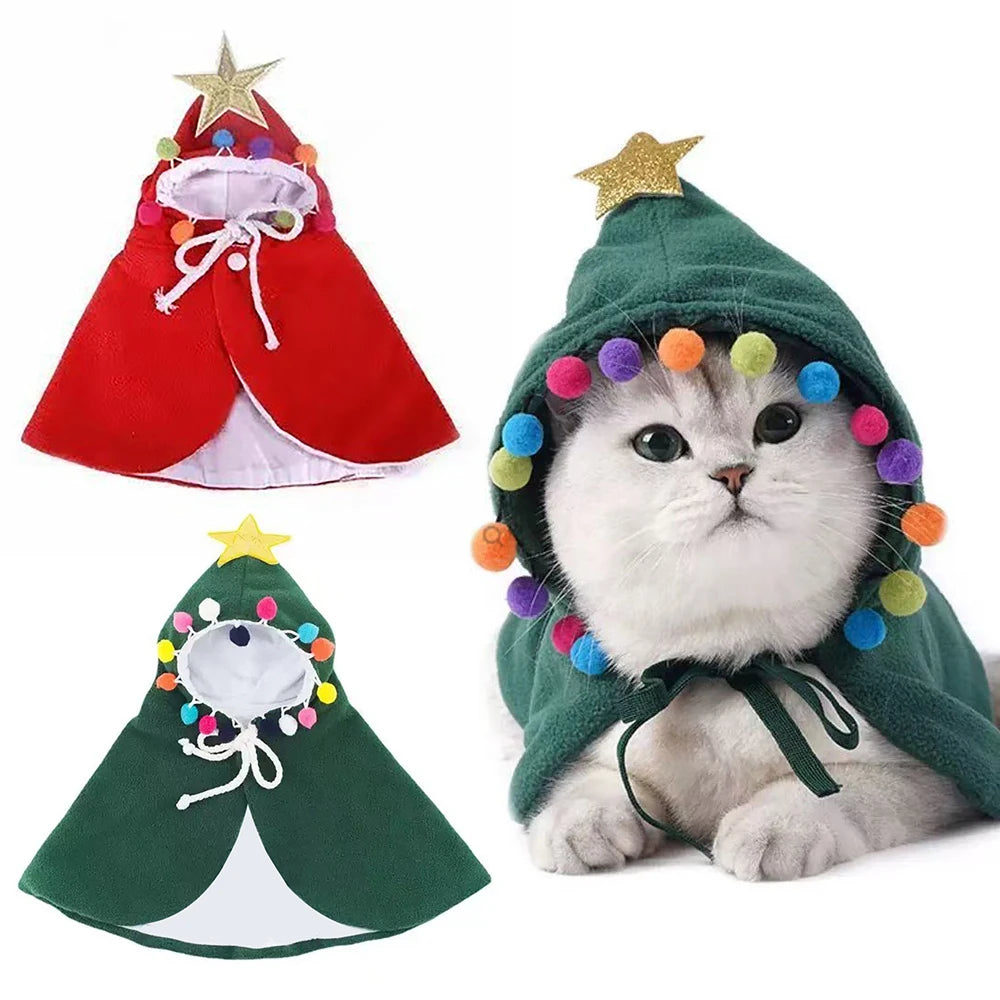 Cat  Costume Dog Cape Cloak Winter Warm Plaid Pet Clothes Puppy Kitten Apparel  Festival Outfit