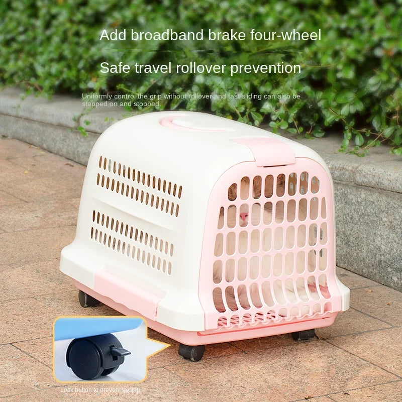 Portable Plastic Pet Carrier Durable Aviation Outdoor Pet Transport Box Essential for Cat & Dog Car & Car Transportation