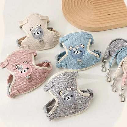 Lovely Small Pet Vest Chest Strap Dog Leash Traction Rope Walking Dog Cat Bunny Vest Harness Poodle Collar Leash Dog Accessories