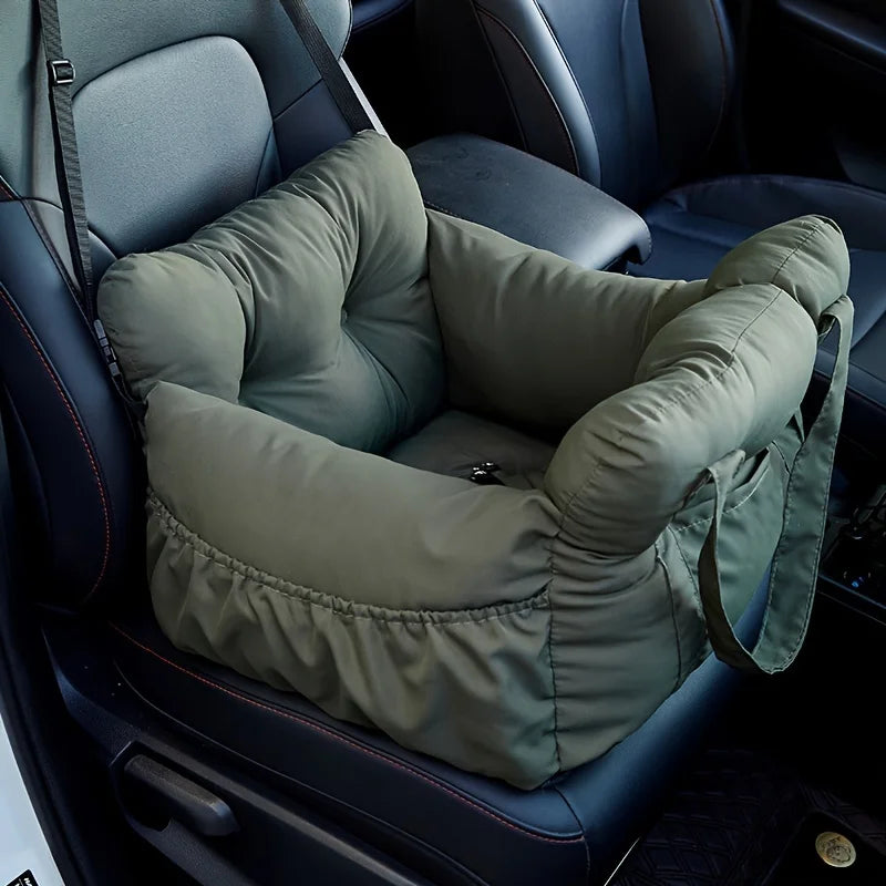 Dog Car Seat with Safety Belt - Non-Slip Pet Car Bed for Small Dogs, Washable Travel Carrier with Secure Straps for Safe Car