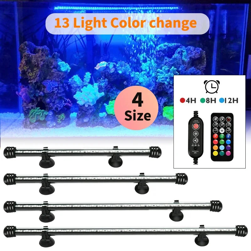 Aquarium 21 LED Light Remote Control Diving Lamp Plant Grow Lighting Underwater Fish Tank Light RGB Led Aquarium Accessories EU