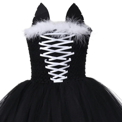 Black Cat Costume for Girls Halloween Carnival Party Tutu Dress Up Animal Kitten Costumes for Kids Toddler Fancy Tulle Dresses