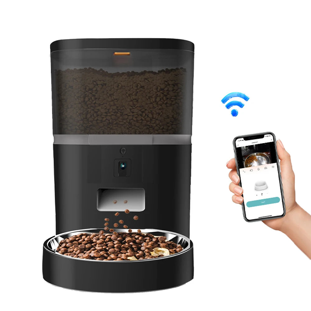 4L Smart 5v USB Automatic Cat Feeder With Camera Video Cat Dry Food Dispenser Pet Smart Voice Recorder Auto Feeder With Stainles
