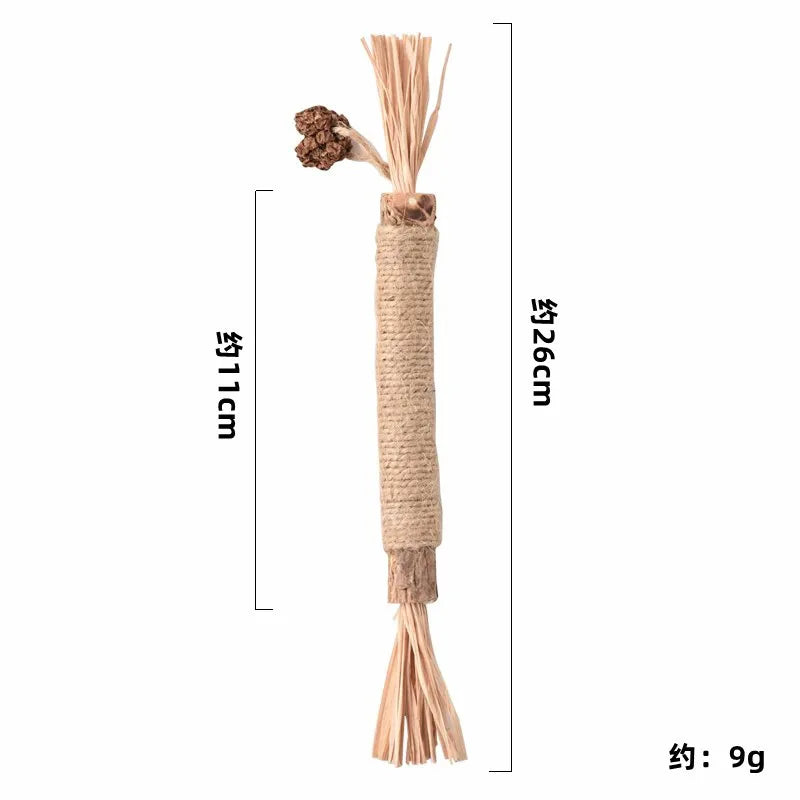 Cat Teeth Grinding Sticks Raffia Grass Wood Tianjiao Oral Clean Toys Gall Fruit for Feline Dental Health