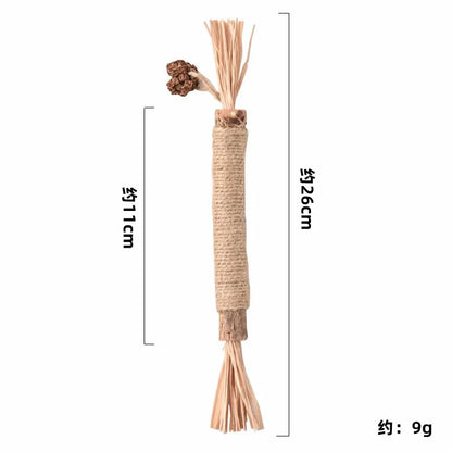Cat Teeth Grinding Sticks Raffia Grass Wood Tianjiao Oral Clean Toys Gall Fruit for Feline Dental Health