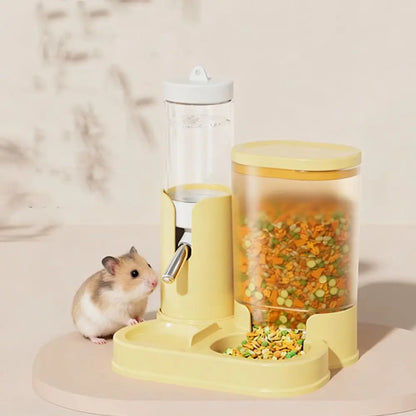 Easy Install 2 in 1 Hamster Water Dispenser Automatic with Base Pet Auto Dispenser Leak-Proof Food Feeding Bowl Indoor