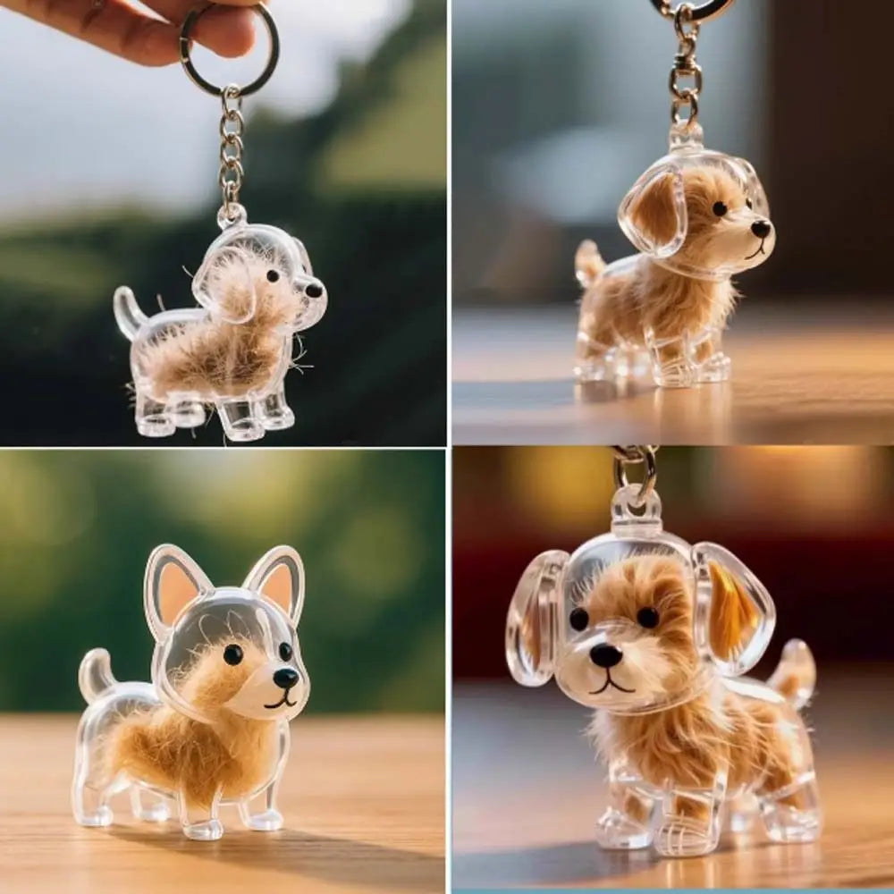 Dog Shape Dog Hair Storage Box Transparent DIY Handmade Pet Hair Keychain Keyring Hair Grooming Puppy Pendants Pet lovers