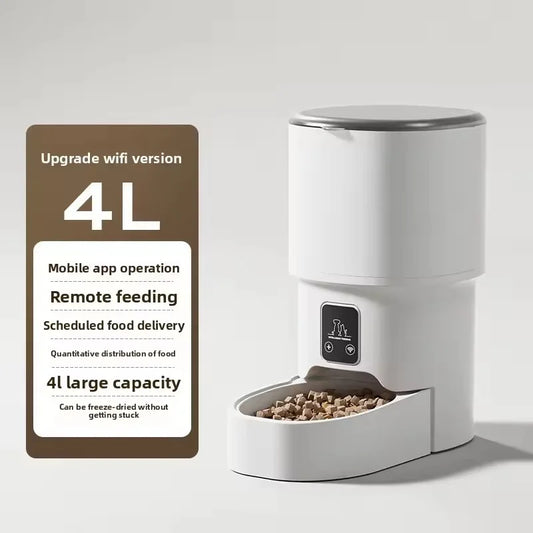 Smart Pet Feeder Automatic Timer Quantitative App Remote Visible Feeding Machine For Dog Cat 4L Food Storage Auto Pet Feeder