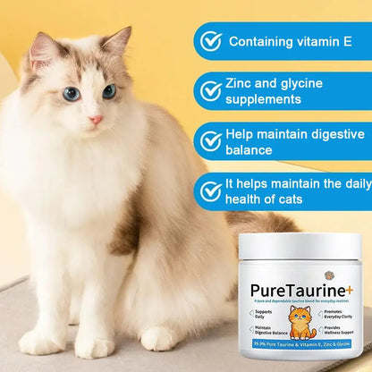 Pure Taurine Powder For Cats And Dogs Digestive Health Heart Eye Support Daily Wellness Supplement Vitamin E Zinc Glycine