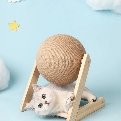 Cat Cratchers Ball Toys Sisal and Wood Stable Triangle Cats Indoor Stuff Sturdy Scratching Cool Scratch on Stand Spin