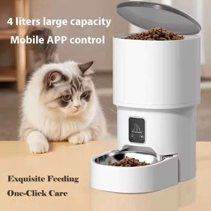 Smart Pet Feeder Automatic Timer Quantitative App Remote Visible Feeding Machine For Dog Cat 4L Food Storage Auto Pet Feeder