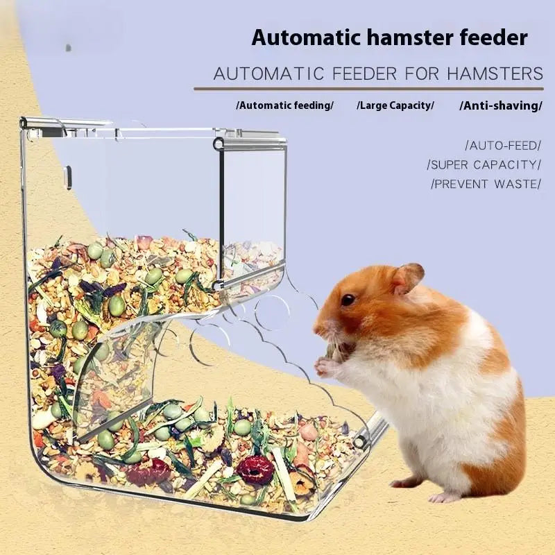 Pet Hamster Rabbit Squirrel Food Dispenser Feeder Plastic Clear Automatic Pet Feeder For Hamster Guinea Pigs Food Bowl Container