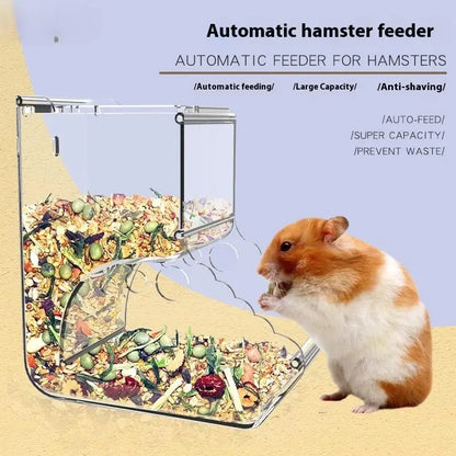 Pet Hamster Rabbit Squirrel Food Dispenser Feeder Plastic Clear Automatic Pet Feeder For Hamster Guinea Pigs Food Bowl Container