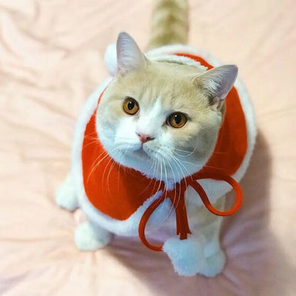 New Cat Costume Santa Cosplay Funny Transformed Cat/dog Pet Christmas Cape Dress Up Clothes Red Scarf Cloak Props Decor