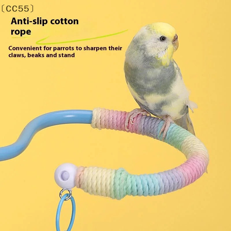 〔CC55〕Bird Perch Stand Bird Training Portable Tabletop Platform Parrot Lovebirds Indoor Budgies Bending Stand Cage Accessories