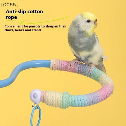 〔CC55〕Bird Perch Stand Bird Training Portable Tabletop Platform Parrot Lovebirds Indoor Budgies Bending Stand Cage Accessories