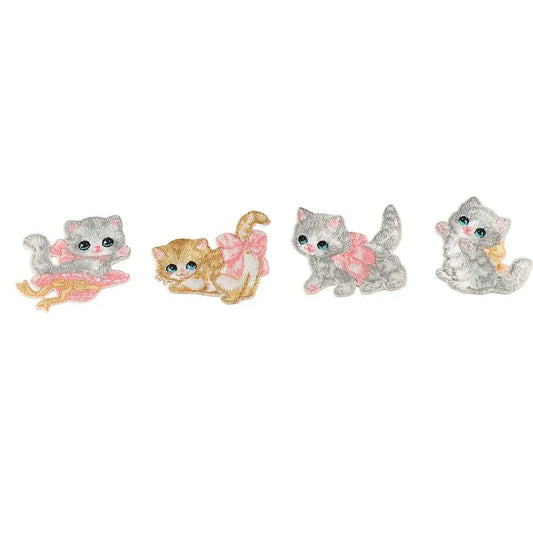 Apparel Self-adhesive Cartoon Cat Embroidered Patch DIY Cute Clothing Patch Clothes Stickers Clothes Appliques Sewing