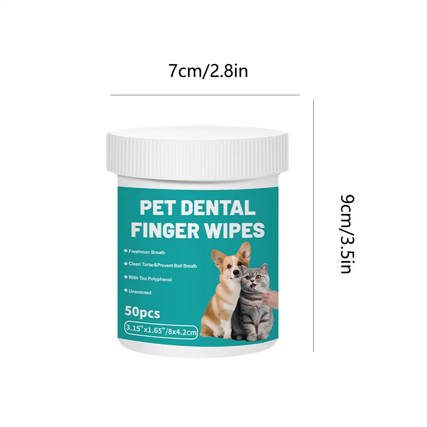 Dog Teeth Care Wipes 50-Pieces Pet Teeth Brushing Wipes for Cleaning Pet Supplies Dog Cat Bad Breath Wipes for Camping After