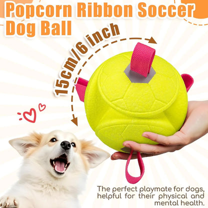 Dog Soccer Chew Toy with Rope - Durable Interactive Fetch Ball for Puppy, Pet Tug-of-War Training Toy, Teeth Cleaning Bite Resis