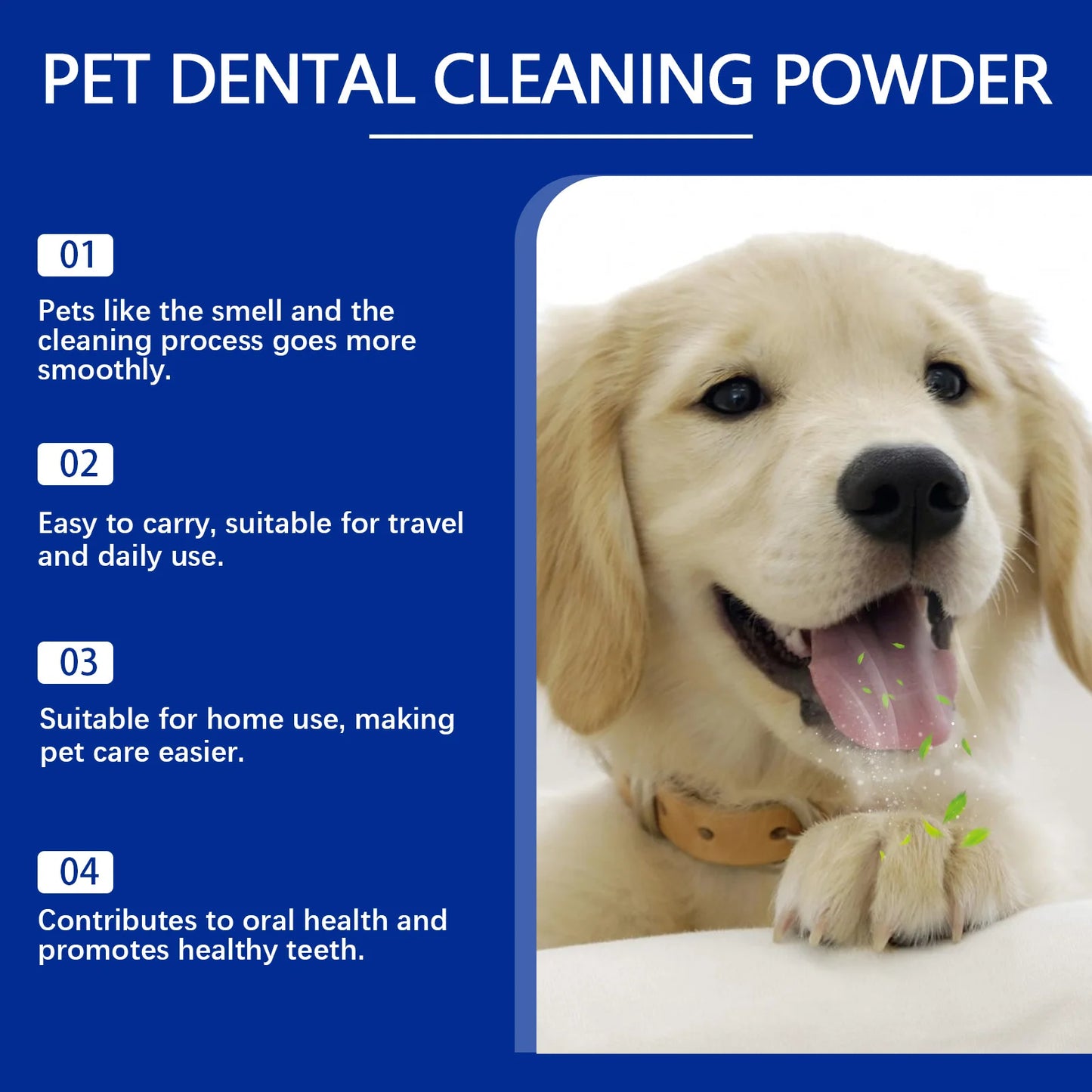 YEGBONG Dog Dental Cleaning Powder with Enzymatic Action Plaque Control Fresh Breath Formula for Teeth Care Sensitive Stomachs