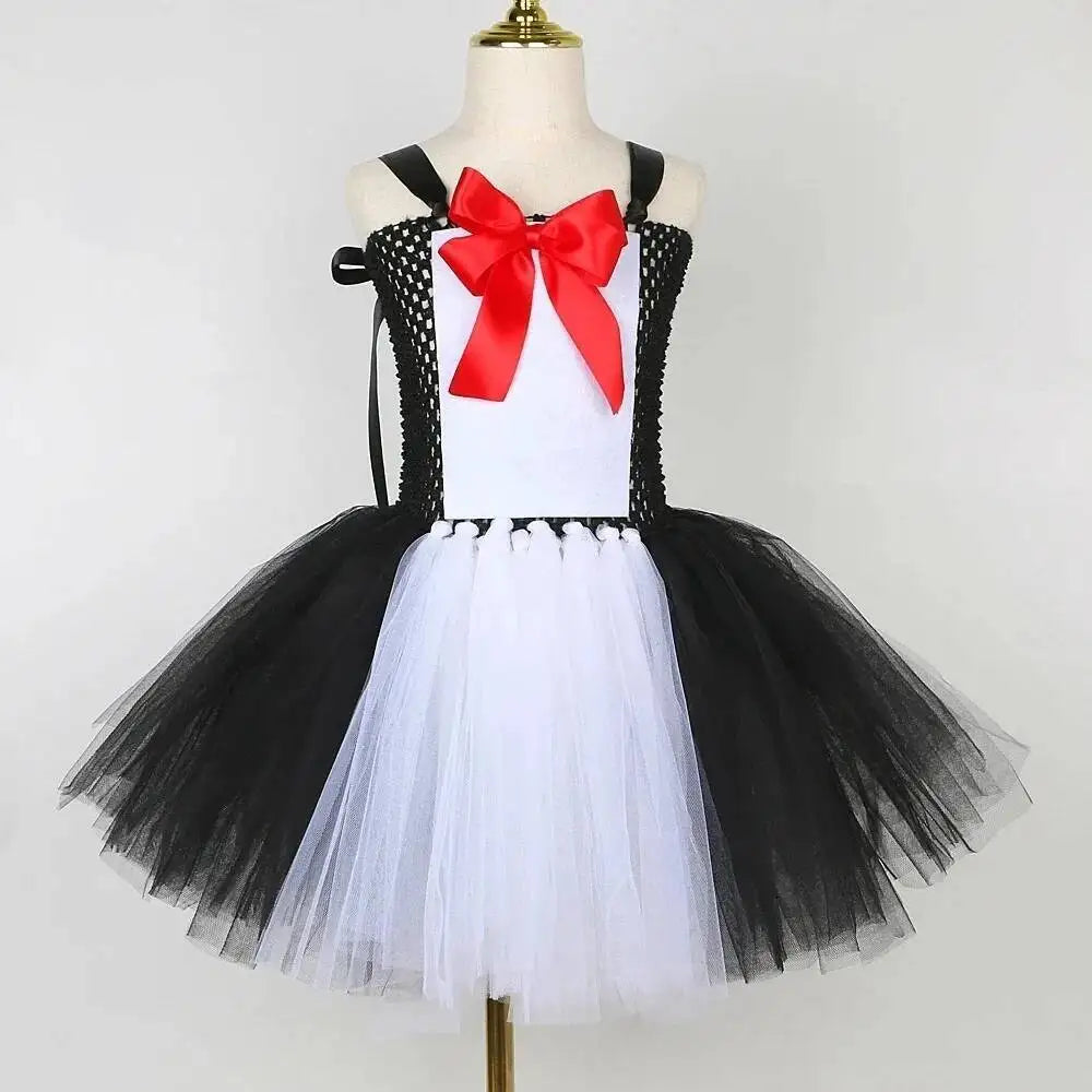 Cat in Hat Halloween Costumes for Girls Funny White Black Magic Cat Tutu Dresses for Kids Animal Fancy Outfits Birthday Clothes
