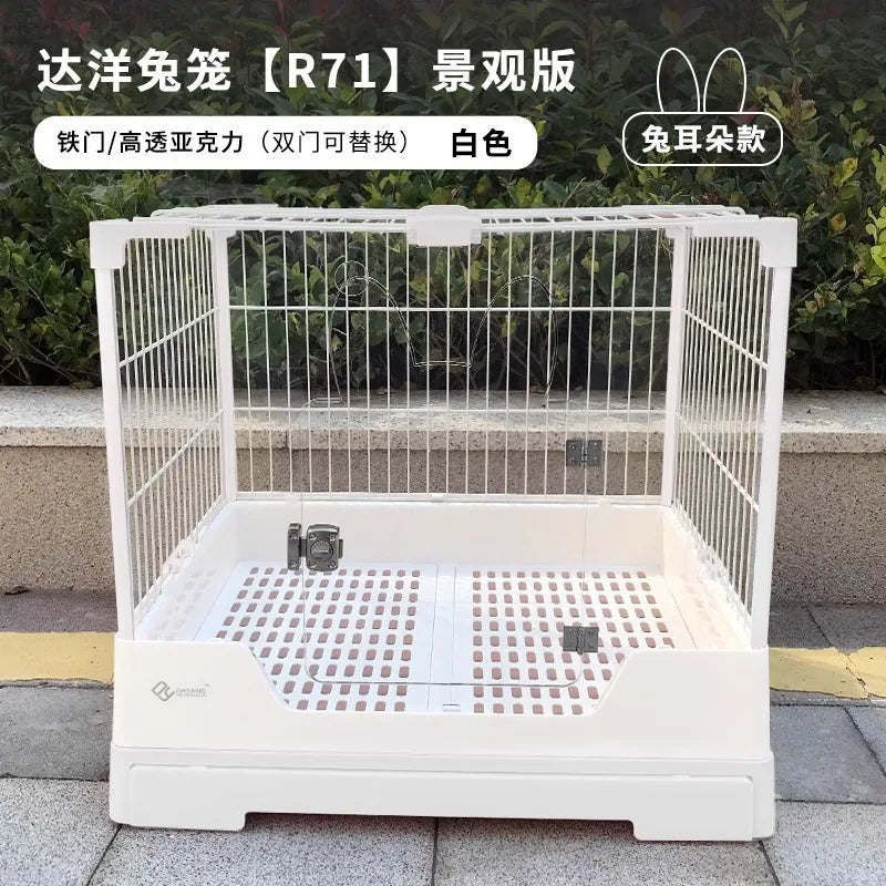 Rabbit Cage with Double Drawers, Urine-Proof, Extra-Large Acrylic Landscape Cage for Home Use