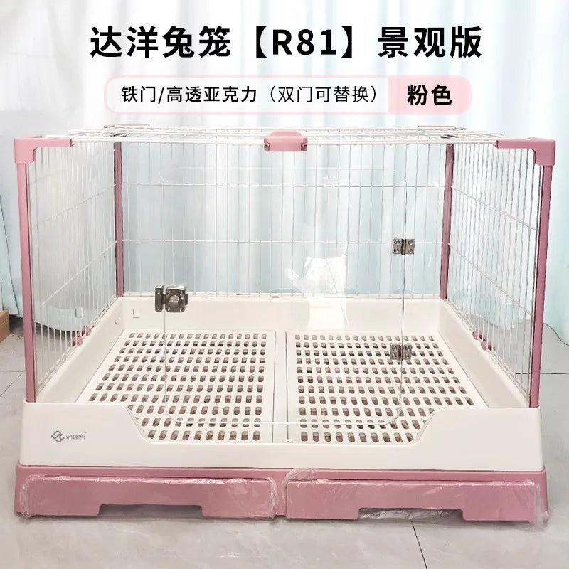 Rabbit Cage with Double Drawers, Urine-Proof, Extra-Large Acrylic Landscape Cage for Home Use