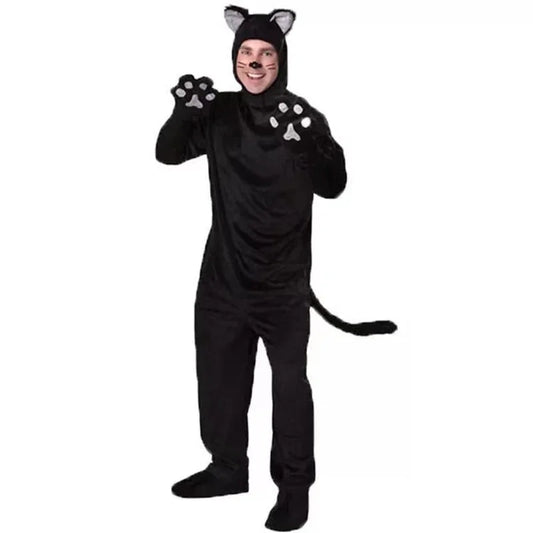 Adult Cosplay Black Cat Costume Animal Onesie Suitable for Halloween Party Dance Jumpsuits Costumes Props Suit Woman Men # 1 # W