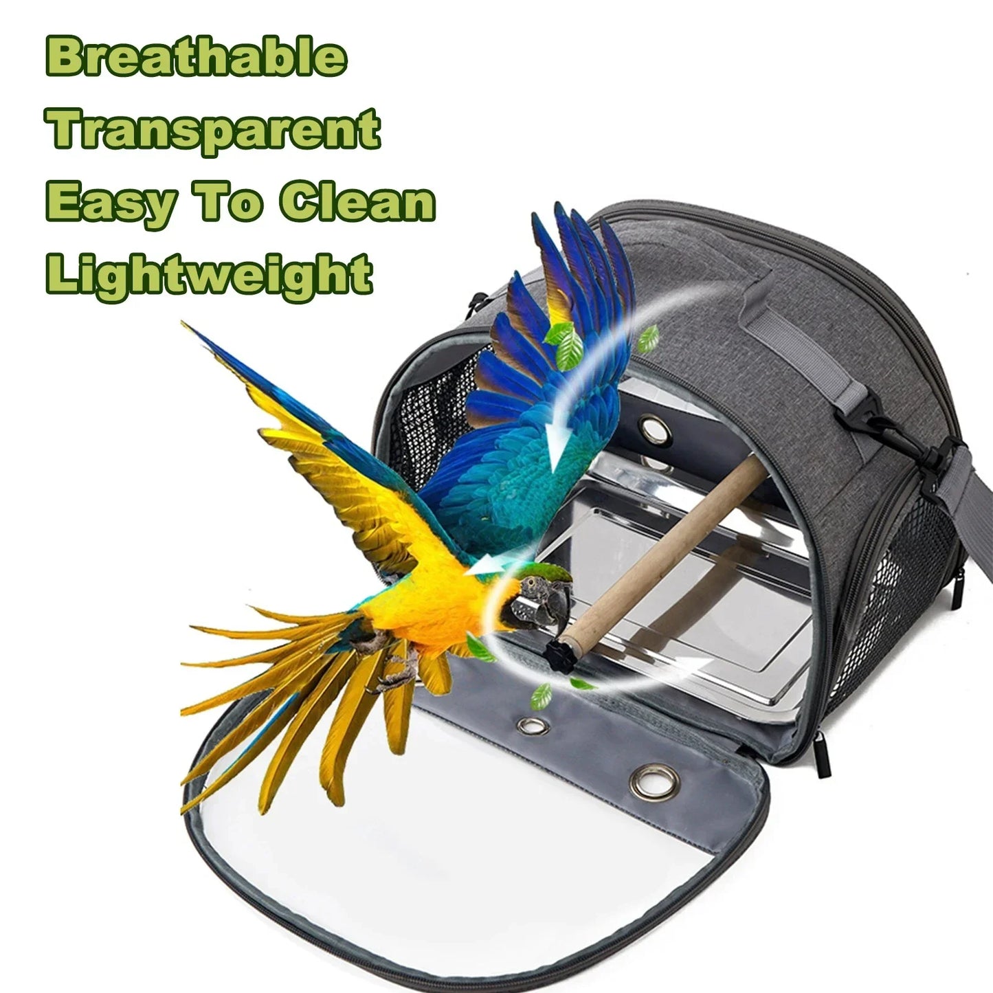 Bird Travel Carrier Backpack-Portable Foldable Parrot Bag with Perch Cage Side Window Design Small Pet Travel Supplies for Birds