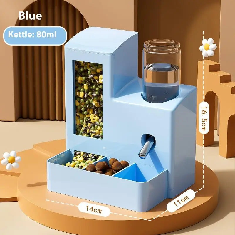 2-in-1 Automatic Hamster Automatic Feeder Water Dispenser Multi-functional Small Pets Drinking And Feeding Food Container