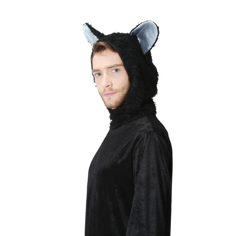 Adult Cosplay Black Cat Costume Animal Onesie Suitable for Halloween Party Dance Jumpsuits Costumes Props Suit Woman Men # 1 # W