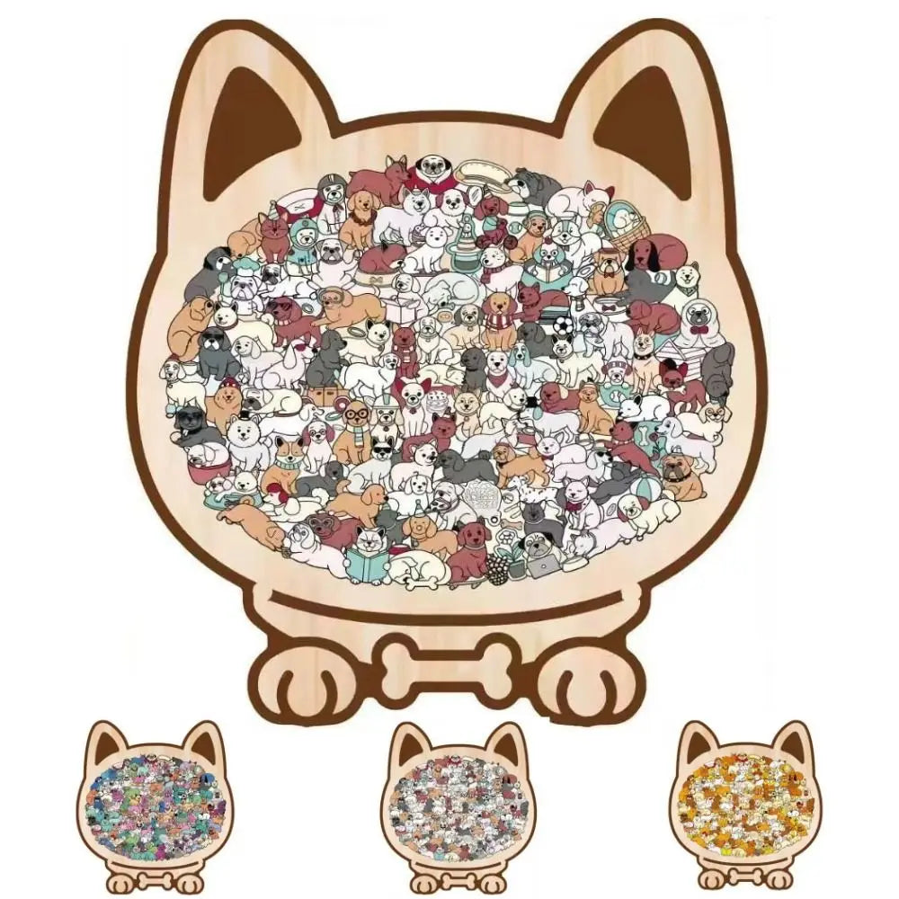 Animal Shape Dog Shaped Puzzle Thinking Training Early Education Puppies Wooden Puzzle Home Decor Jigsaw Children's Puzzle