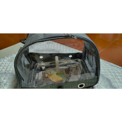 Bird Travel Carrier Backpack-Portable Foldable Parrot Bag with Perch Cage Side Window Design Small Pet Travel Supplies for Birds