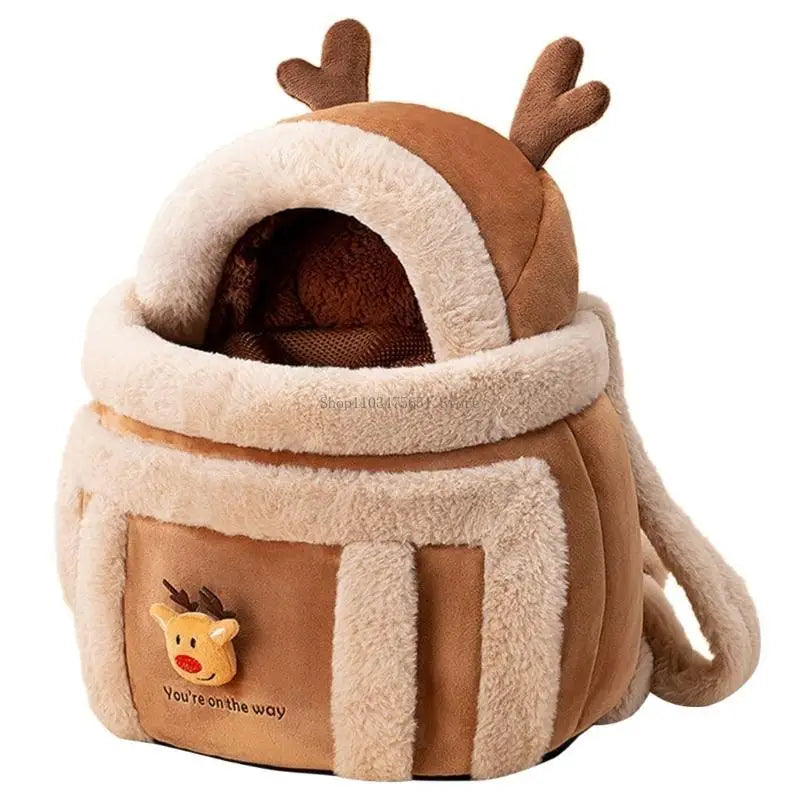 Carriers Bag for Small Pet Dog Carriers Backpacks Portable Cats Travel Carriers Winter Pet Cage Furry Warm Carriers