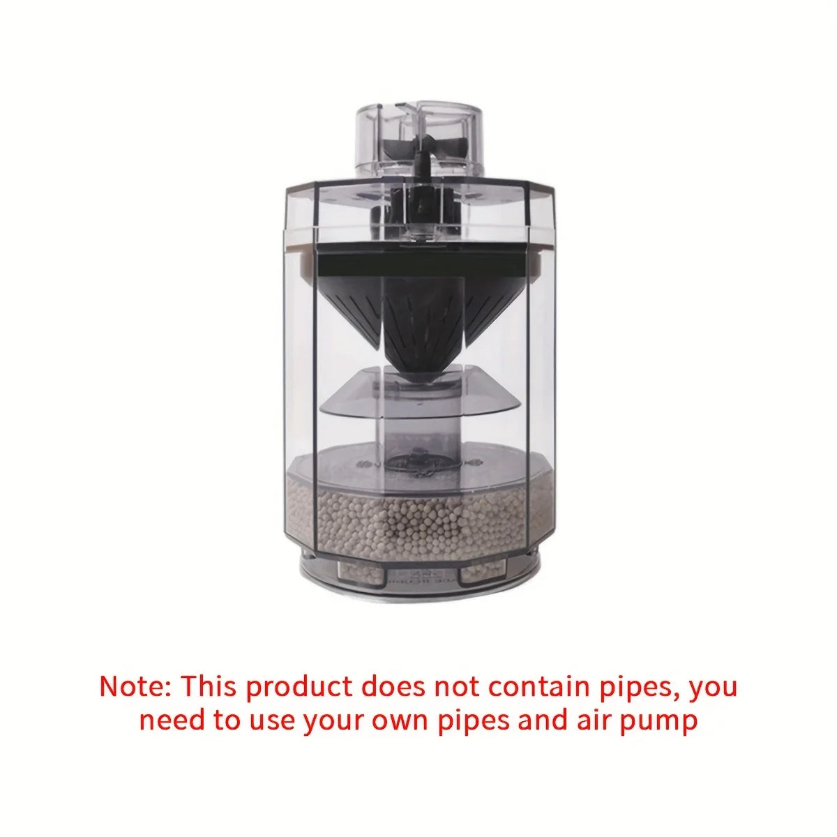 5-in-1 Pneumatic Aquarium Filter– No Pump Required, Enhances Oxygen & Improves Water Quality – Transparent Design for Fish Tanks