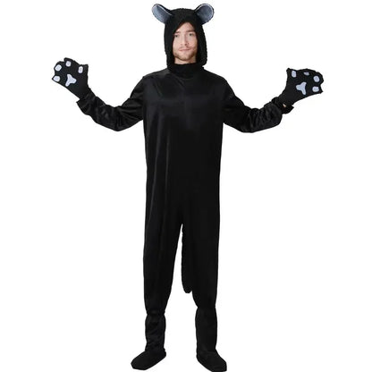 Adult Cosplay Black Cat Costume Animal Onesie Suitable for Halloween Party Dance Jumpsuits Costumes Props Suit Woman Men # 1 # W