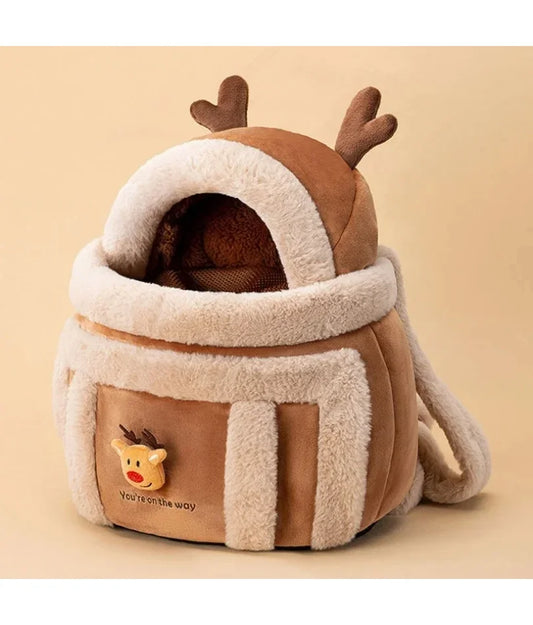 Furry Warm Cat Carrier Portable Pet Travel Bag Luxury Outdoor Handbag Car Seat Winter Cozy Nest For Puppy Kitten Transport