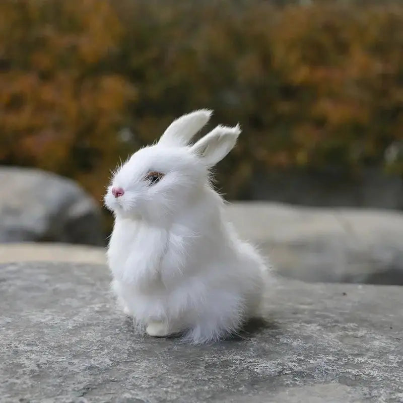 14CM Simulated Rabbit Animal Model Rabbit Home Decoration Crafts Animal Fake Rabbit Fur Handicrafts Gifts Figurines Miniatures