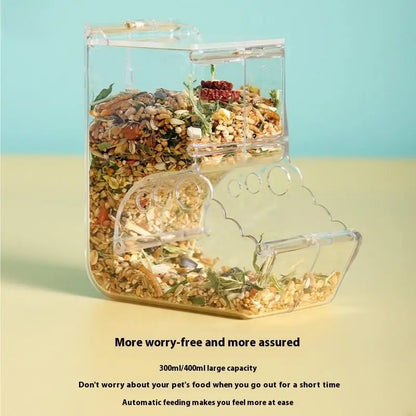 Pet Hamster Rabbit Squirrel Food Dispenser Feeder Plastic Clear Automatic Pet Feeder For Hamster Guinea Pigs Food Bowl Container